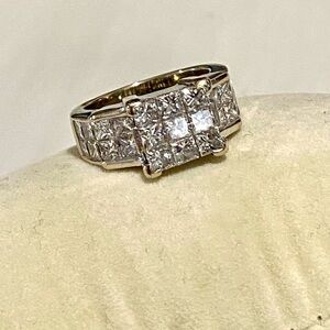 14K White Gold Invisible Set Diamond Ring